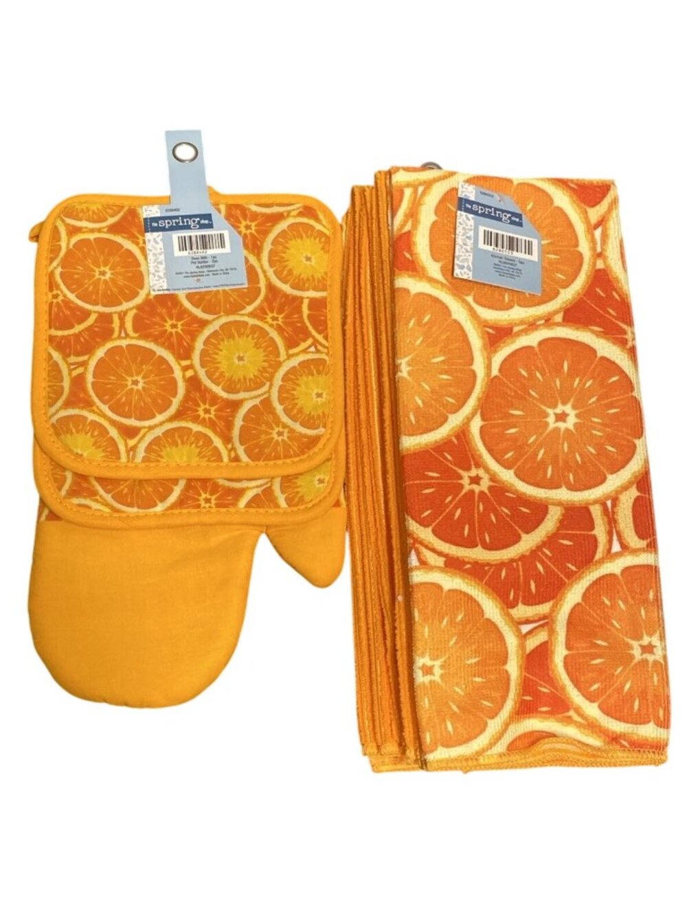 LOT of 8 Kitchen Set Towels Pot Holders Oven Mitten Citrus Oranges Novelty Fruit